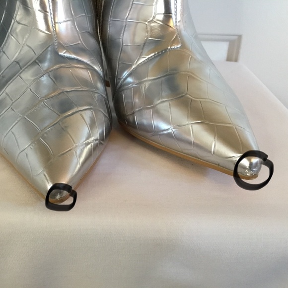 Women’s Silver Tall Faux Crocodile Boots - Picture 9 of 9
